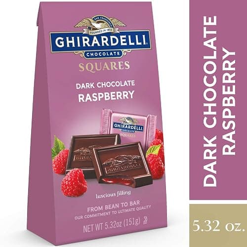 GHIRARDELLI Dark Chocolate Raspberry SQUARES, 5.32 oz Bag Premium Individually Wrapped Chocolate Candy Rich Dark Chocolate with Raspberry Filling thumbnail 3