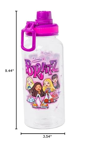 Silver Buffalo Bratz Airbrush Featuring Yasmin, Sasha, Jade, and Cloe Twist Spout Plastic Water Bottle with Stickers You Stick Yourself, 32 Ounces thumbnail 3