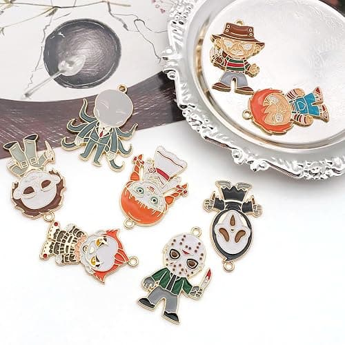 WOCRAFT 24pcs Halloween Charms, Gold Enamel Horror Classic Movie Characters Charms for Jewelry Making Bracelets Necklaces Earrings Craft Making thumbnail 4
