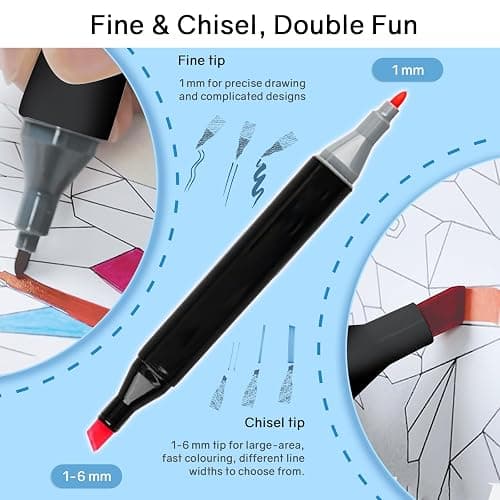 Vokiuler 168 Colors Alcohol Markers, Art Markers for Artists with Coloring App, Dual Tip Marker for Adult Painting Sketching Drawing with Travel Case Great Gift Idea thumbnail 2