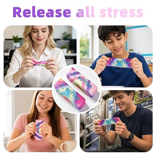 2 Pcs Rainbow Butter Squishy Stick , Super Soft Slow Rising Fidget Squeeze Toy, Colorful Sensory Stress Relief Desk Toy for Home, Office, Travel, Novelty Anxiety Relief Toy for Kids & Adults thumbnail 5