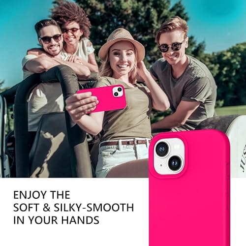 GUAGUA Case for iPhone 15, Liquid Silicone Soft Gel Rubber Microfiber Lining Cover, Shockproof Protective Case for iPhone 15 6.1 Inch (Hot Pink) thumbnail 7