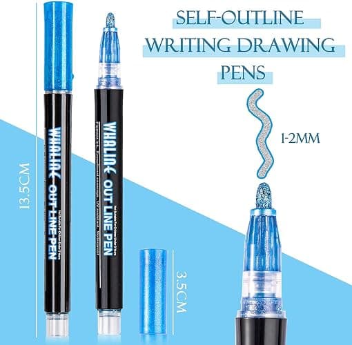Whaline Outline Shimmer Markers 12 Colors Double Line Outline Pens Stocking Stuffers for Teen Girl Gifts Trendy Stuff Glitter Metallic Gel Pens for Birthday Christmas Card Journaling Drawing Crafting thumbnail 3