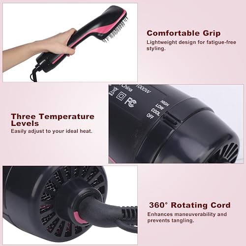 Sonew 2 in 1 Hair Dryer Brush & Straightener Brush, Hair Dryer and Styler, Negative Ion Blow Dryer Brush, Hot Air Brush Detangles, Dries, Smooths, Reduce Frizz & Static thumbnail 7