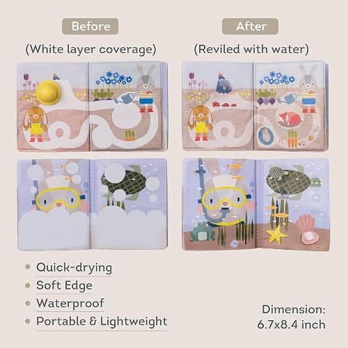 Taf Toys water reveal pad with Magic Stamp Interactive Reusable Water-Reveal Activity book for Toddlers 18 month, Non-Toxic & Quick-Drying Baby water magic for Toddler and Infants, Perfect Shower Gift thumbnail 4