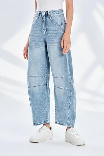 PLNOTME Women's Baggy Boyfriend Jeans Vintage Wide Leg Mid Rise Barrel Denim Ankle Pants thumbnail 3