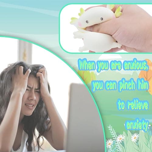 Axolotl Toy, Pull, Stretch and Squeeze Stress, Cute Fish Toy for Anxiety Relief, Birthday, Christmas, Office, Stocking Stuffer Gift, Toy Axolotl for Pulling (Set of 4) thumbnail 5