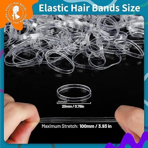Teenitor Clear Hair Elastics, Clear Elastics Rubber Bands for Hair Ties, 300pcs thumbnail 2