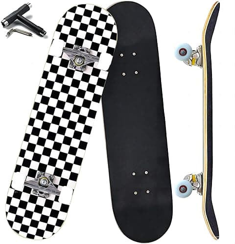 ANYFUN Pro Complete Skateboards for Beginners Girls Boys Kids Youths Teens Adults 31"x8" Skate Boards 7 Layers Canadian Maple Double Kick Deck Concave Longboard - Image 1