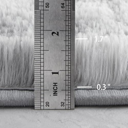 Hutha 4x6 Large Area Rugs for Living Room, Super Soft Fluffy Modern Bedroom Rug, Tie-Dyed Light Grey Indoor Shag Fuzzy Carpets for Girls Kids Nursery Room Home Decor thumbnail 2