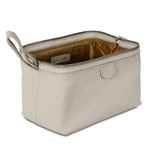 KomalC Premium Buffalo Leather Toiletry Bag for Men & Women With Water resistant Lining, Grooming Travel Pouch, Unisex Wash Bag for Toiletries, Gifts for Men and Women thumbnail 4