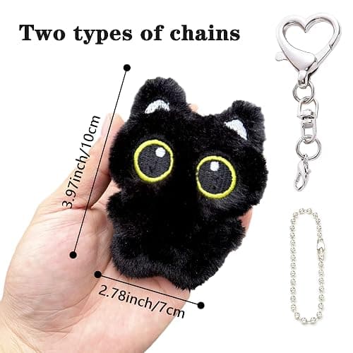 Fuerxy Black Cat Bag Charm, Black Plush Gifts for Handbags Backpacks Purse Keychain Accessories Charm Cat Lover Gifts thumbnail 2