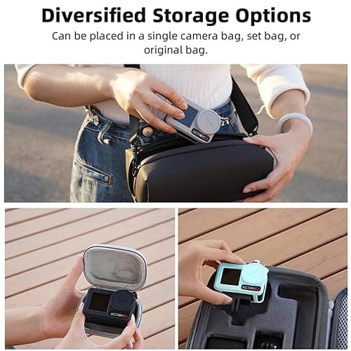 TYUANDOUER Silicone Case for DJI Osmo Action 5 Pro, 4-in-1 Set Protective Sleeve Cover for DJI Action 5 Pro with Lost-Proof Strap/Neck Strap/Lens Cap - Blue - Blue thumbnail 9