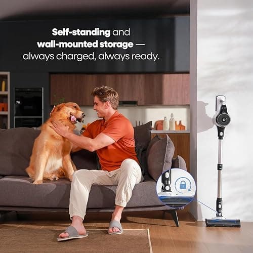AlloyMove Cordless Vacuum Cleaner, 550W 50KPA 70Mins Powerful Vacuum Cleaners for Home, with Anti-Tangle, LED Display Screen, Self-Standing Stick Vacuum for Hardwood Floors/Pet Hair/Carpet, A01 thumbnail 5