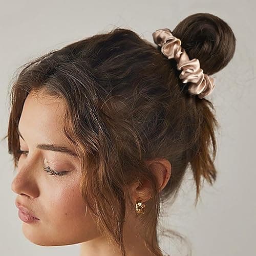 8 Pack Satin Scrunchies - Soft Hair Ties and Bachelorette Party Favors, Hair Accessories for Women's Bridesmaid Proposal (Ivory, Light Gold, Gold, Dusty Pink, Metal Grey) thumbnail 5
