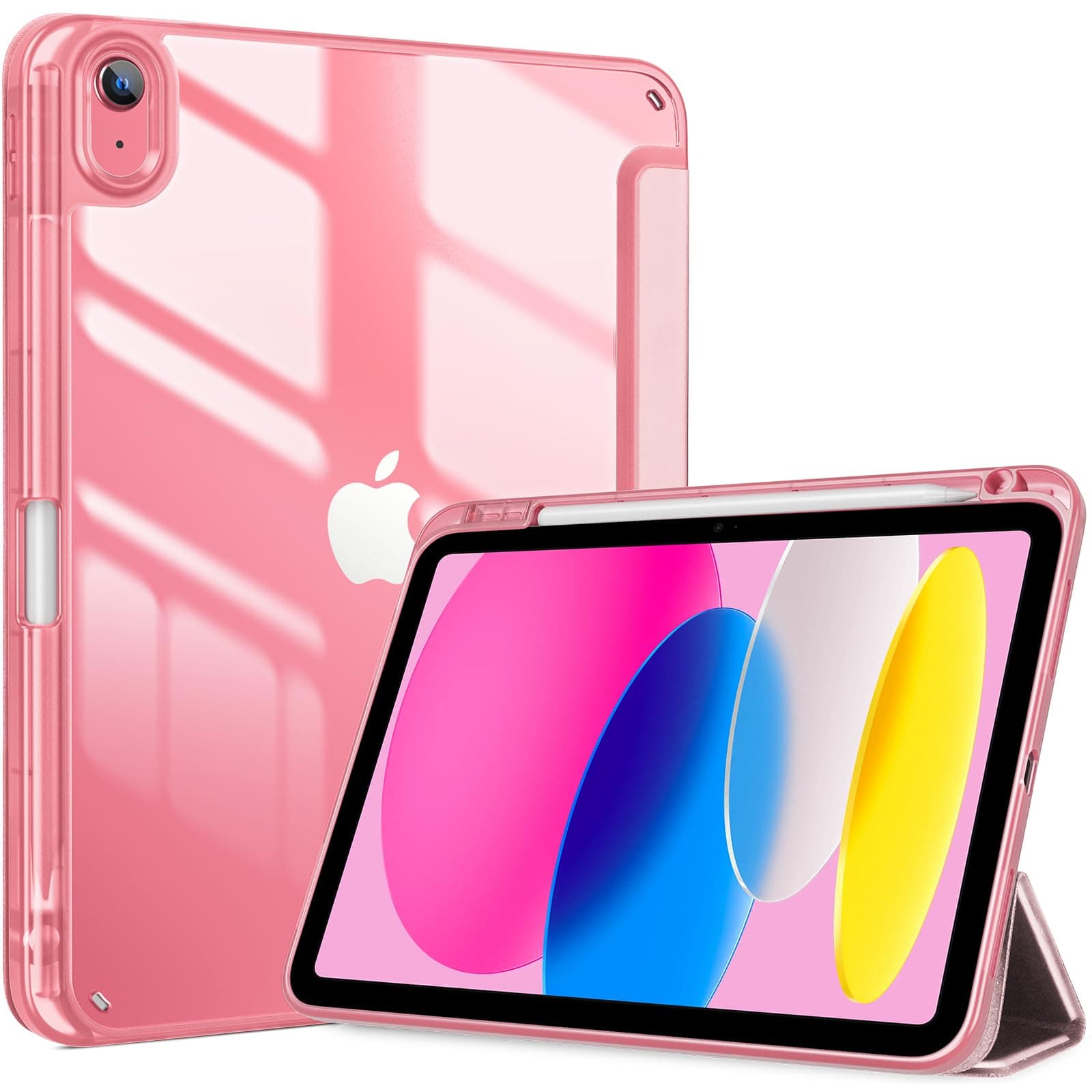 ProCase for iPad (A16) 11th Generation 11 Inch 2025/10th Generation 10.9 Inch 2022 Case with Pencil Holder, Hybrid iPad 11 10 Case with Clear Back, Supports Auto Wake/Sleep -Lightpink - Image 1