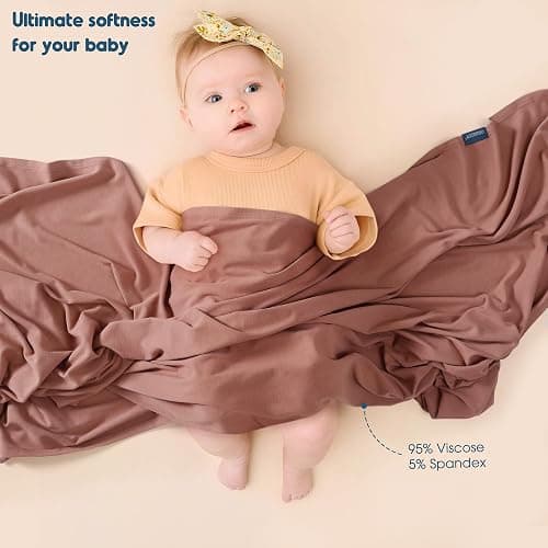 GRSSDER 3 Pack Newborn Swaddle Blankets for Girls, Ultra Soft Stretchy Jersey Knit Extra Large Size 33 x 44 Receiving Blankets for Easy Swaddling Baby Snug and Cozy thumbnail 6