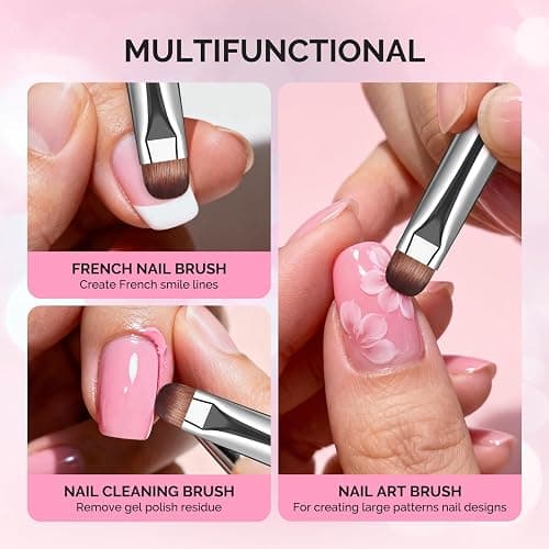 MelodySusie French Manicure with Rosewood Handles Nail Brush, Size #16 | Clean Up Brush, with Brush Holder, Professional Nail Art Tool for Acrylic Application, Powder, Extension & 3D Carving thumbnail 4