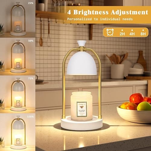 White Candle Warmer Lamp with Timer-Unique Happy Birthday Gifts for Women and Men, Fun Gift Ideas for 30th, 40th, 50th and 60th Birthdays for Gold Home Decor thumbnail 3