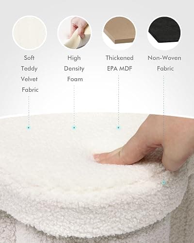 B FSOBEIIALEO Ottoman Cube Storage, Flowers Shaped Ottoman with Storage Teddy Ottomans Foot Stool Footrest for Lving Room, Boucle Stool Ottoman Seat for Dorm Room, White 12.6"x12.6"x12.6" thumbnail 5