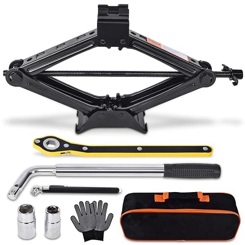 Scissor Car Jack 2 Ton (4409 lbs) Tire Changing Kit with Lug Wrench - Emergency Kit for Car, SUV, MPV - Image 1