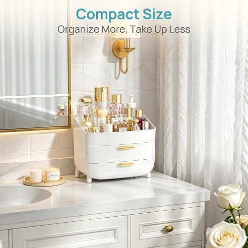 Vtopmart 3-Tier Skincare Makeup Organizer with Drawers for Vanity and Bathroom Countertop, Large Cosmetic Storage Box Case for Dresser, with Non-Slip Base thumbnail 5