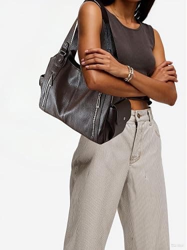Leather Tote Bags for Women Slouchy Hobo Bag Vintage Punk Crossbody Bag Soft Leather Purse and Handbags Multi Pockets thumbnail 3