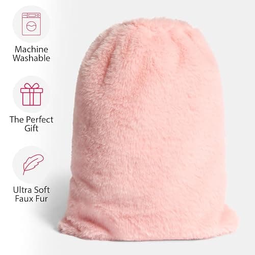 OHS Hot Water Bottle Gift Set Blush Pink, Gift Set Women Super Soft Warm Cosy Winter Christmas Gifts - 750ml Hot Water Bottle with Cover, Eye Mask, Fluffy Socks, Fluffy Scrunchie, Draw String Bag thumbnail 5