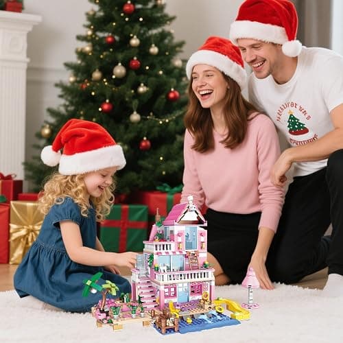 CSNRHG Pink Seaside Beach Villa Friends Building Set Friends Construction Educational Toy 822 Pieces Gifts for Girls Teens Kids Adults Ages 6+ thumbnail 7