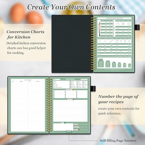 ALLTREE Recipe Organizer - Spiral Notebook with 15 Tabs for Family Cooking Lovers, 120 Pages, Black (5.5"x8.5") thumbnail 5