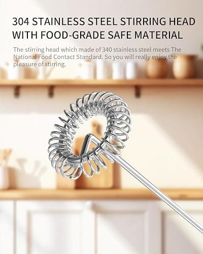CIRCLE JOY Rechargeable Milk Frother Handheld, Coffee Frother Wand Drink Mixer with Stainless Steel Whisk for Coffee, Cappuccino, Lattes, Frappe, Matcha and Hot Chocolate, Black thumbnail 3