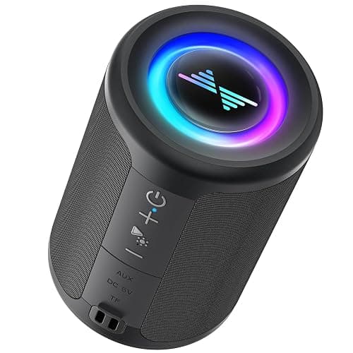 LENRUE Small Portable Bluetooth Speaker with Lights, TWS Stereo Surround Sound, Type C Powered, Bluetooth 5.3, AUX TF Card Input, Wireless for Outdoor Home, Coolest Gifts - Image 1