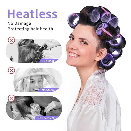 my novel things Hair Rollers Large Small 50PCS Set, 36PC Large Medium Small Hair Rollers for Volume Curlers with 12PC Clips 1 Tail Comb and 1 Folding Brush Comb for Short Medium Blowout Look Long Hair thumbnail 4