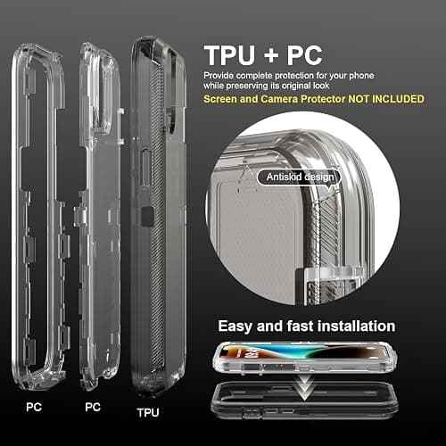 Follaroma for iPhone 14 Case, Heavy Duty Shockproof Protection Phone Cases, Anti-Drop, Dual Layer Transparent Protective Cover Compatible with iPhone 14 (6.1 inch), Crystal Gray thumbnail 3