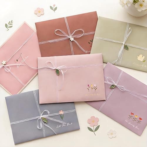 CSLEIAN 72 Pcs Stationery Paper Envelopes Set Includes 24 Lined Writing Paper & 12 Envelopes, Lovely Floral Cute Letter Writing Stationary Paper Envelopes Kit for Girls Office School Supplies(6Style) thumbnail 6