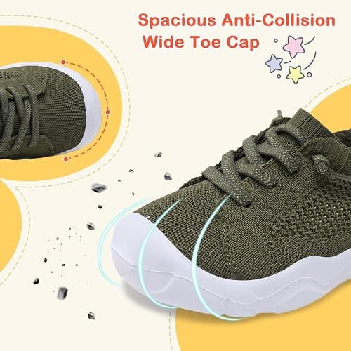LeIsfIt Toddler Shoes Boys Girls Barefoot Shoes Kids Breathable Sneakers Tennis Shoes Slip on Shoes - 5 Toddler - C-green thumbnail 5
