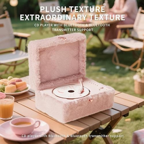 Plush Fuzzy Pink CD Player with Bluetooth, Remote Control thumbnail 6