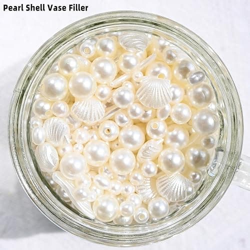 100PCS Pearl Shell Beads for Jewelry Making,Cute White Aesthetic Beads with Holes,Bulk Mermaid Accessories Women DIY Hair Clip Bracelet Resin Charms for Crafts 12mm thumbnail 2