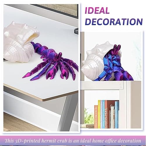 Mrltau 3D Printed Animals Hermit Crab Fidget, Full Articulated Flexible Crystal, 3D Printed Toys Gift For Boy And Adult, Animal Toys, Cute Stuff, Home Office Decor thumbnail 6