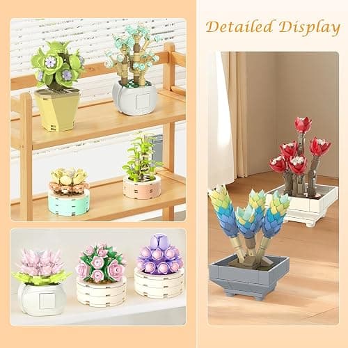 NUTCRACKER Succulent Flower Botanical Collection Building Set for Adults - Plant Flower Mini Bonsai Toy Building Set, Home Office Decor, Christmas Birthday Gifts for Women (750 Pieces) thumbnail 4