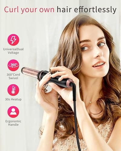 5 in 1 Curling Iron, Curling Wand Set Hair Crimper Waver 4 Interchangeable Ceramic Barrels (0.5'-1.8'), Fast Heating Dual Voltage Christmas Birthday Gifts for Women All Hair Types Travel thumbnail 8