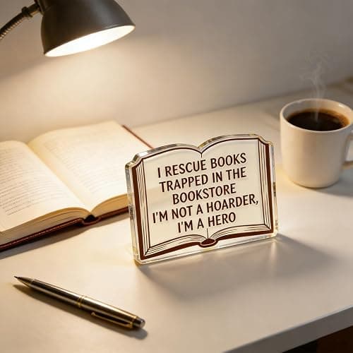 Book Counter Sign Book Lover Gifts for Women Men Acrylic Decorations Plaque | Bookish Gifts Decor for Home Bedroom Study Room Bookshelf Library Books Themed Gift Birthday Christmas Decoration for Friends thumbnail 6