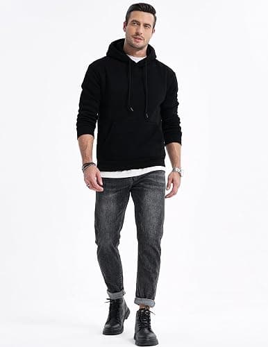 JMIERR Mens Casual Cotton Hooded Collar Drawstring Hoodies Pullover Sweatshirts Casual Long Sleeve Shirts thumbnail 9