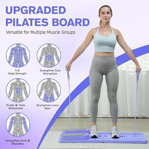 Upgraded Split Pilates Board-Pilates Reformer Set 6 in 1 Multifunctional Abdominal Fitness Board for Home Workout Equipment, Foldable Pilates Portable Reformer Machine, Ab Board Trainer for Women thumbnail 3