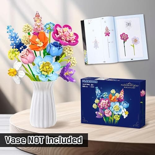 PLAXSOON Flower Bouquet Building Set, 888 PCS Botanical Collection Building Block Toy, Flowers Rose Plant Home Decor, Valentine's Day Christmas Birthday Gift for Adults Women Boys Girls 8+ thumbnail 9