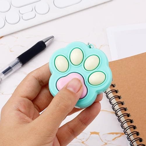 Gosknor 3pcs Cat Paw Fidget Toys Fidget Keychain, 4.72x2.36 Inch Portable Cat Paw Keychain Clicker Cute Mini Sensory Keyring Toy for Kids Adults Office School Stress Relax thumbnail 4