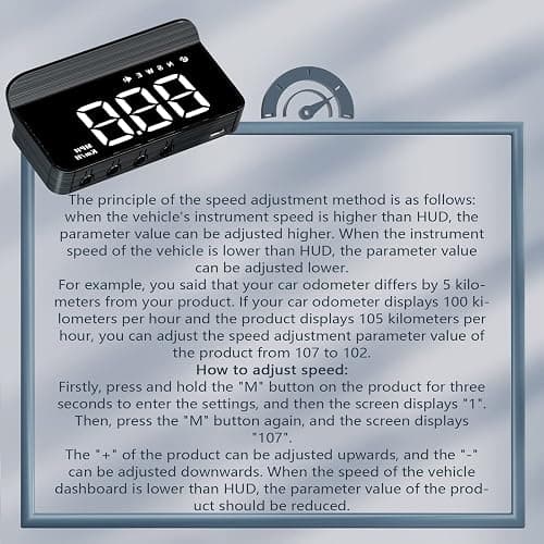 Liiiyuan M1 White Windshield Projection Heads Up Display, Digital GPS Speedometer with Speed, Travel Direction Function, and Overspeed Alarm, Fatigue Driving Alarm， Suitable for All Vehicles thumbnail 7