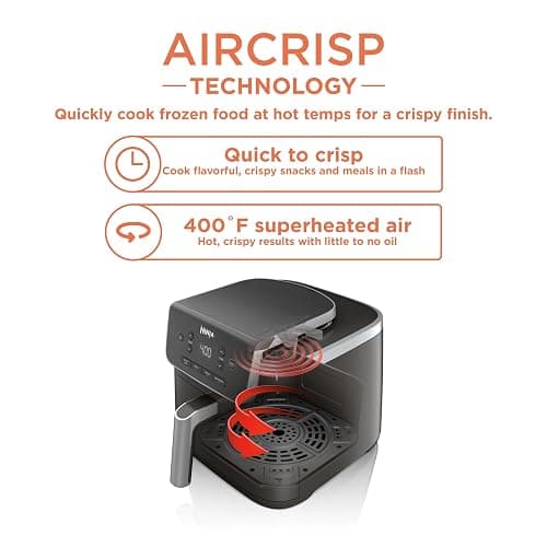 Ninja Air Fryer with Air Crisp | 5 QT Capacity fits up to 4lbs of Fries | 4-in-1 Pro Air Fry, Roast, Reheat, Dehydrate | 400°F Max Temp | 1750 Watts | W/Nonstick Basket & Crisper Plate | Grey | AF141 thumbnail 2