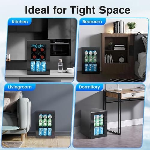 Electactic 24 Cans Beverage Refrigerator Cooler, Mini Fridge Countertop Drink Cooler for Soda, Canned Beer, Adjustable Digital Temperature Control for Home Dorm Office, Black thumbnail 6