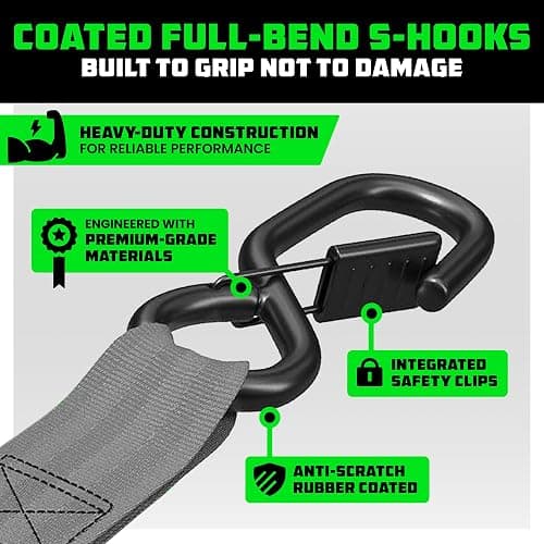 Rhino USA Retractable Ratchet Straps (4-Pack) - 1 Inch x 10 Feet (1,209lb Break Strength) - Auto Self Retracting Tie Down Straps for Truck, Cargo Trailer, Motorcycle, ATV, UTV - Gray thumbnail 4